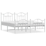 Metal Bed Frame without Mattress with Footboard White 160x200cm 353509