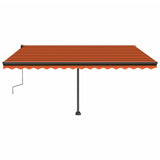 ZNTS Manual Retractable Awning with LED 450x300 cm Orange and Brown 3069765