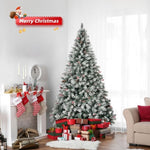 ZNTS 6 FT Artificial Snow Tipped Christmas Tree with DIY 100 Warm Lights Battery Operated, Hinged Xmas 88965104