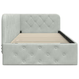 Corner Bed Frame with Headboard Light Grey 90 x 200 cm Velvet 42016533