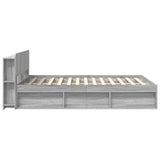Bed Frame with Storage Grey Sonoma 140 x 200 cm Engineered Wood 3433386