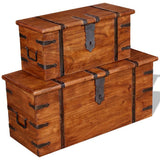 Two Piece Storage Chest Set Solid Wood 244050