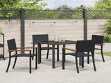 Garden Dining Set 5 pcs Black Powder-Coated Steel 3379416