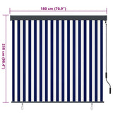 Roller Blind Blue and White 180 x 250 cm Fabric and Aluminum 362081