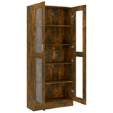 Vitrine Cabinet Smoked Oak 82.5x30.5x185 cm Engineered Wood 815621