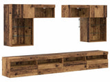 TV Wall Units Wall-mounted 6 pcs Black Oak Engineered Wood 3402788