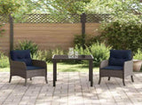 Garden Dining Set with Cushion 3 pcs Grey Poly Rattan 3380190