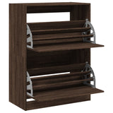 Shoe Cabinet with 2 Flip-Drawers Brown Oak 80x42x108 cm 3214405