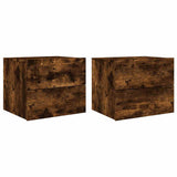 Wall-mounted Bedside Cabinets with LED Lights 2 pcs Smoked Oak 836821