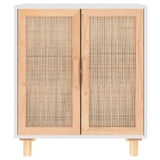 Sideboard White 60x30x70 cm Solid Wood Pine and Natural Rattan 345630