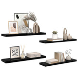 Floating Wall Shelves 4 pcs High Gloss Black 90x23.5x3.8 cm MDF 323777