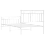 Metal Bed Frame without Mattress with Footboard White 100x190cm 373752