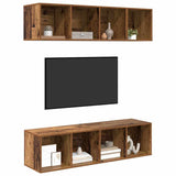 TV Cabinet Set Wall-mounted 3 pcs Old Wood Engineered Wood 3393411