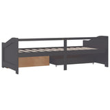 3-Seater Day Bed without Mattress Grey Solid Pinewood 90x200cm 322173