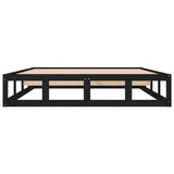 Bed Frame Black Solid pinewood, Plywood 140x190 cm Durable 820845