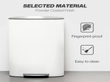 50L Kitchen Bin with Soft-Close Lid and Stay-Open Function, Stainless Steel Pedal Bin with Removable T3398P424975