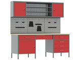 Work Cabinet with Drawer 8 pcs Red Engineered Wood and Steel 3321467