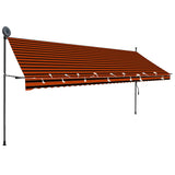 Manual Retractable Awning with LED 400 cm Orange and Brown 145882
