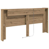 Storage Headboard with LED Artisan Oak Engineered Wood 3418697