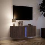 ZNTS TV Wall Cabinet with LED Lights Brown Oak 80x31x35 cm 852263