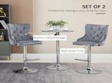 Bar Stools Set of 2, Modern Swivel & Adjustable Velvet Barstools with Button Tufted Back, Footrest, T3398P343626