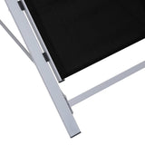Sun Lounger Black, Silver Aluminium, Textilene, Steel, Tempered Glass 310534