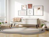 Linen-Look 92 x 31cm Storage Ottoman - Cream White T3398P330431