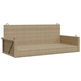 Swing Bench Beige 119x56x48 cm Poly Rattan 365628