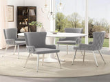 Velvet dining chair, set of 2, luxurious living room/bedroom lounge chair with four silver-colored N606P389327G