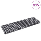 Self-adhesive Stair Mats Striped 15 pcs Grey 65 x 21 x 4 cm 42011449