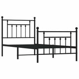 Metal Bed Frame without Mattress with Footboard Black 90x190cm 353547