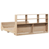 ZNTS Bookcase Bed without Mattress 200x200 cm Solid Wood 3323794