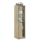 Highboard with Glass Door Sonoma Oak 35x37x142 cm 836443