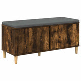 Hall Bench with Cushion with Door Smoked Oak 100 x 38 x 46 cm 891540
