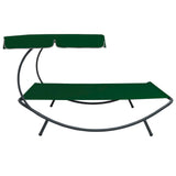 Outdoor Lounge Bed with Canopy Green 313526