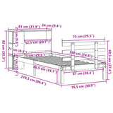 Bookcase Bed without Mattress 75x190 cm Small Single Solid Wood Pine 3322729