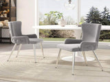 Velvet dining chair, set of 2, luxurious living room/bedroom lounge chair with four silver-colored N606P389327G