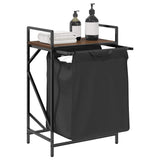 Laundry Basket 1 Compartment with Shelf Brown Oak 859074