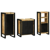 Bathroom Furniture Set with Shelf 3 pcs Brown Solid Mango Wood 3305630