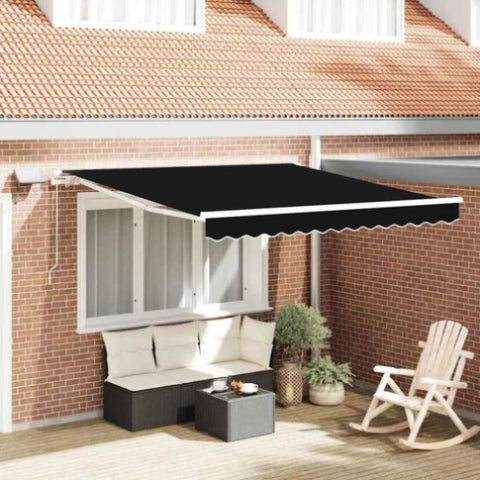 Retractable Awning with Manual Black 300 x 250 cm Fabric 3330034