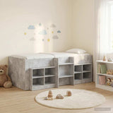 Loft Bed Frame with Cabinet 3 pcs Concrete Grey Engineered Wood 3423417