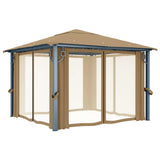 Gazebo with Curtain 300x300 cm Taupe Aluminium 313893