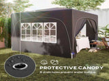 3 x 3m Pop-Up Gazebo Shelter, with Accessories - Black T3398P318693