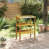 Potting Bench with 2 Shelves Solid Acacia Wood and Zinc 43795