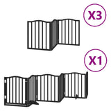 Dog Gate with Door Foldable 15 Panels Black 750 cm Poplar Wood 3155599