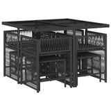 9 Piece Garden Dining Set with Cushions Black Poly Rattan 3211675