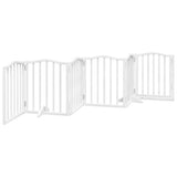 Dog Gate with Door Foldable 6 Panels White 300 cm Poplar Wood 352213