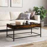 ZNTS Coffee Table with Infinity LED Smoked Oak 90x50x41 cm 847689