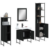 4 Piece Bathroom Cabinet Set Black Engineered Wood 3214354
