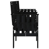 Garden Bench with Table 2-Seater Black Solid Wood Pine 825153